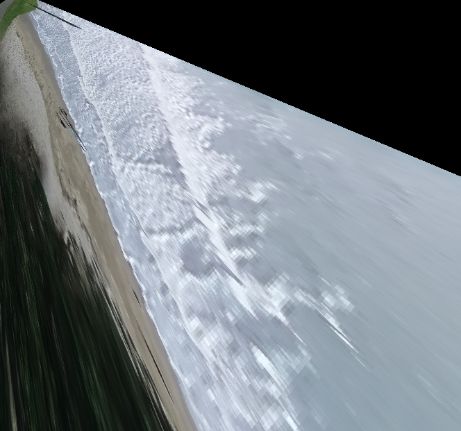 Rectified plan-view temporal mean (timex) image of Orewa Beach showing consistent spatial scale